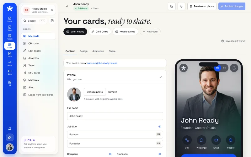 Editor de tarjetas